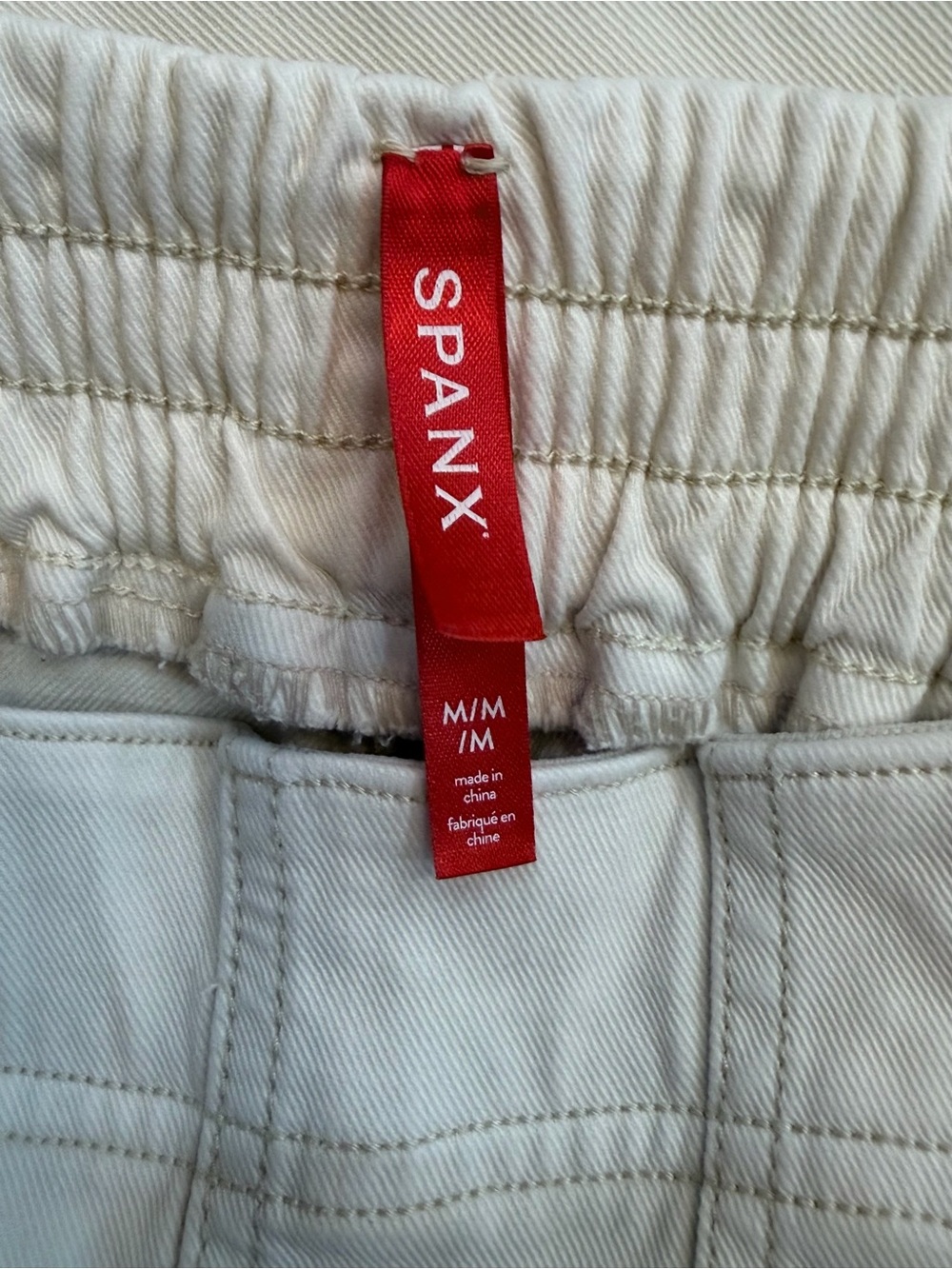 SPANX Stretch Twill Ivory Cargo Jogger Pants - Picture 3 of 3